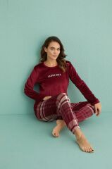 Gd Goldoremi 13312-1 Kadın Love Fall Kadife Pijama Takım