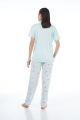 Estiva 22124 Kadın Çiçek Desenli Kısa Kollu Viskon Pijama Takımı