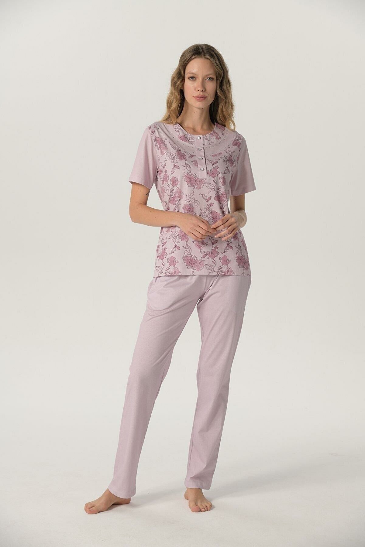 Pijadore 1225 Kadın Klasik Kısa Kol Pijama Takımı
