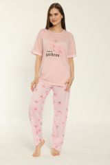 Estiva 22153 Kadın Çiçek Desenli Viskon Kısa Kollu Büyük Beden Pijama Takımı