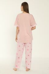 Estiva 22153 Kadın Çiçek Desenli Viskon Kısa Kollu Büyük Beden Pijama Takımı