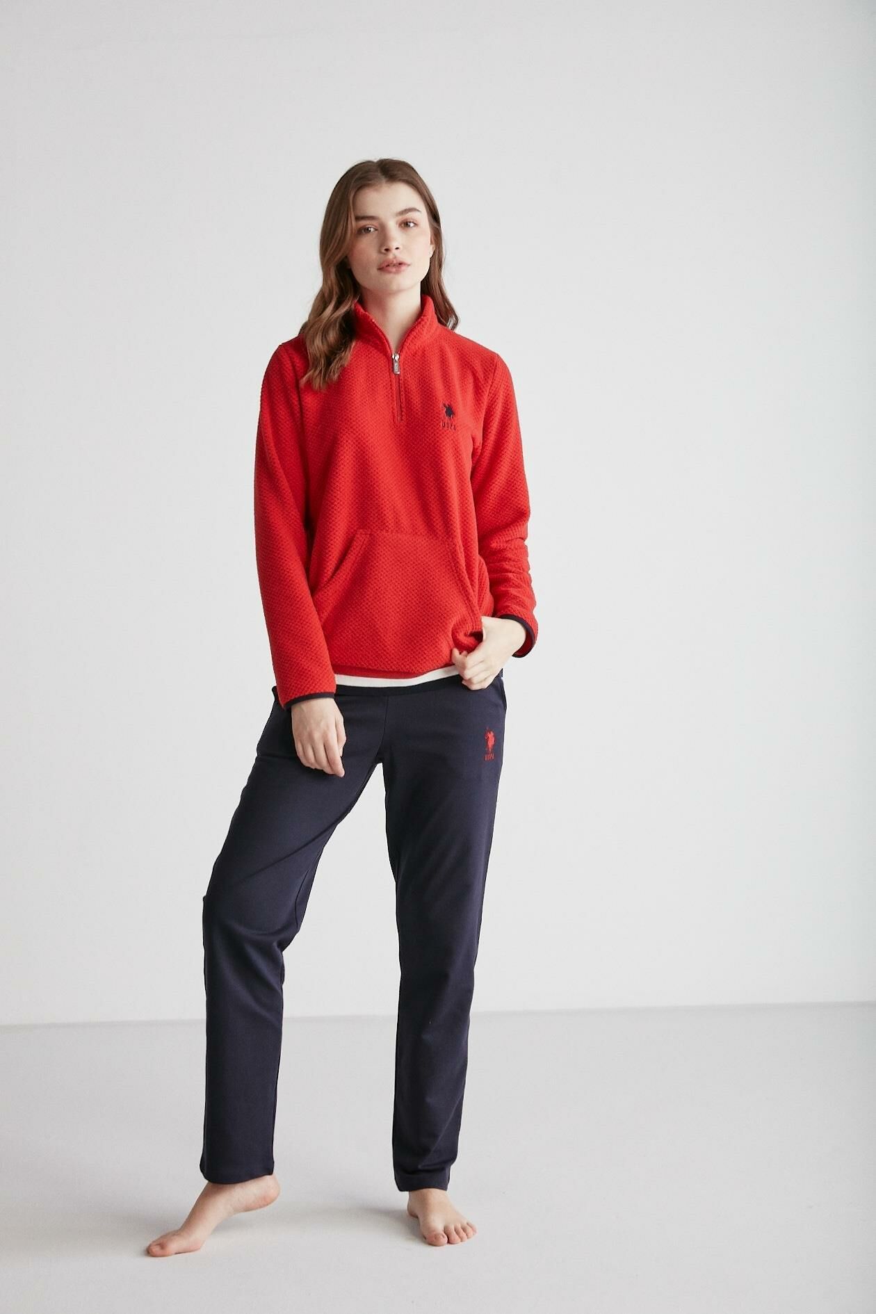 U.S. Polo Assn. 16948 Kadın Polarlı Pijama Takım