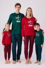Arnetta 3105 Noel Let İt Snow Kız Çocuk Kırmızı Uzun Kol Pijama Takım