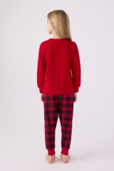 Arnetta 3105 Garson Noel Let İt Snow Kız Çocuk Kırmızı Uzun Kol Pijama Takım