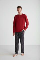 U.S. Polo Assn. 18738 Erkek Bordo Patlı Pijama Takım