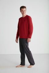 U.S. Polo Assn. 18738 Erkek Bordo Patlı Pijama Takım