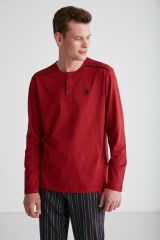 U.S. Polo Assn. 18738 Erkek Bordo Patlı Pijama Takım