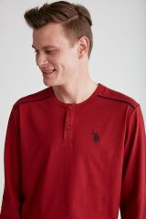 U.S. Polo Assn. 18738 Erkek Bordo Patlı Pijama Takım