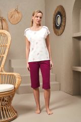 Pjs 25145 Kadın Kısa Kollu Kapri Pijama Takımı