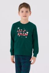 Arnetta 3131 Noel Let İt Snow Erkek Çocuk Yeşil Uzun Kol Pijama Takım