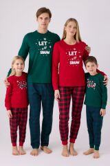 Arnetta 3131 Noel Let İt Snow Erkek Çocuk Yeşil Uzun Kol Pijama Takım
