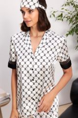 Pierre Cardin 1305 Büyük Beden Kadın Saten Biyeli Pijama Takımı
