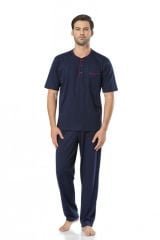 Pierre Cardin 5370 Erkek Kutulu Damat Çeyizlik Penye 3'lü Şortlu Lacivert Pijama Takımı