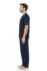 Pierre Cardin 5370 Erkek Kutulu Damat Çeyizlik Penye 3'lü Şortlu Lacivert Pijama Takımı