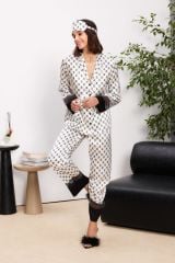 Pierre Cardin 1300 Kadın Biyeli Saten Pijama Takımı