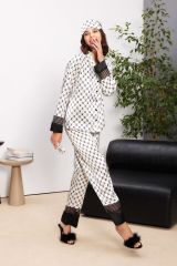 Pierre Cardin 1300 Kadın Biyeli Saten Pijama Takımı