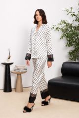 Pierre Cardin 1300 Kadın Biyeli Saten Pijama Takımı