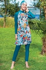 Ruko Maio 2409-3 Reglan Kol Likralı Çabuk Kuruyan Ve Su İtici Kumaş Tesettür Mayo