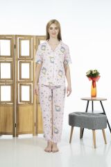 Estiva 24125 Kadın Kittycorn Kısa Kol Önden Düğmeli Yazlık Penye Pijama Takımı