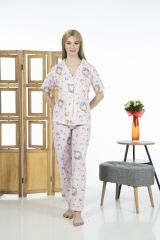 Estiva 24125 Kadın Kittycorn Kısa Kol Önden Düğmeli Yazlık Penye Pijama Takımı