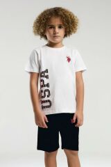 U.S. Polo Assn. 2019 Erkek Çocuk Bisiklet Yaka Logolu Şortlu Kısa Kollu Pijama Takım
