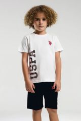 U.S. Polo Assn. 2019 Erkek Çocuk Bisiklet Yaka Logolu Şortlu Kısa Kollu Pijama Takım