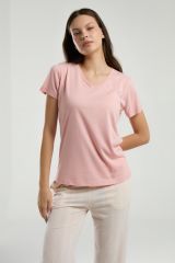 Arnetta 3221 Kadın V Yaka Kısa Kollu Kapri Çizgili Pijama Takım
