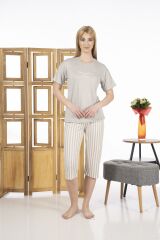 Estiva 24065 Kadın Kısa Kollu Kapri Pijama Takım