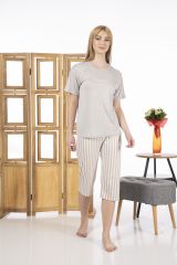 Estiva 24065 Kadın Kısa Kollu Kapri Pijama Takım