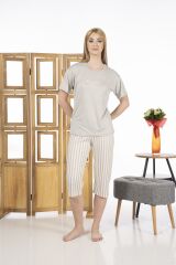 Estiva 24065 Kadın Kısa Kollu Kapri Pijama Takım