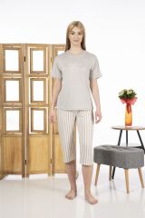 Estiva 24065 Kadın Kısa Kollu Kapri Pijama Takım