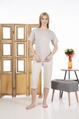 Estiva 24065 Kadın Kısa Kollu Kapri Pijama Takım