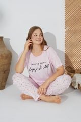 Estiva 24073 Büyük Beden Kadın Kısa Kol Pijama Takım