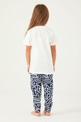 Arnetta 2403 Garson Always Be Kind Krem Kız Çocuk Kısa Kol Pijama Takım