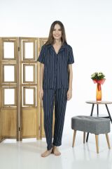 Estiva 24156 Kadın Kısa Kol Boydan Düğmeli Gömlek Pijama Takımı