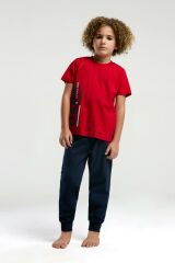 U.S. Polo Assn. 2013 Garson Erkek Çocuk Kırmızı Bisiklet Yaka Kısa Kol Manşetli Pijama Takım