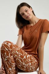 Arnetta 3229 Kadın Kehribar Bisiklet Yaka Kısa Kollu Pijama Takım