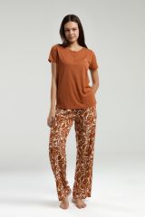 Arnetta 3229 Kadın Kehribar Bisiklet Yaka Kısa Kollu Pijama Takım