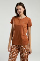 Arnetta 3229 Kadın Kehribar Bisiklet Yaka Kısa Kollu Pijama Takım
