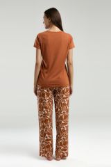 Arnetta 3229 Kadın Kehribar Bisiklet Yaka Kısa Kollu Pijama Takım