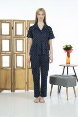 Estiva 24151 Kadın Kısa Kol Boydan Düğmeli Gömlek Pijama Takımı