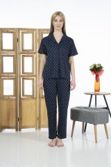 Estiva 24151 Kadın Kısa Kol Boydan Düğmeli Gömlek Pijama Takımı
