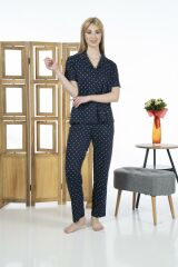 Estiva 24151 Kadın Kısa Kol Boydan Düğmeli Gömlek Pijama Takımı