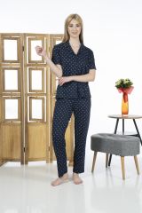 Estiva 24151 Kadın Kısa Kol Boydan Düğmeli Gömlek Pijama Takımı