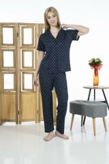 Estiva 24151 Kadın Kısa Kol Boydan Düğmeli Gömlek Pijama Takımı