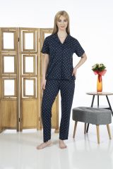 Estiva 24151 Kadın Kısa Kol Boydan Düğmeli Gömlek Pijama Takımı
