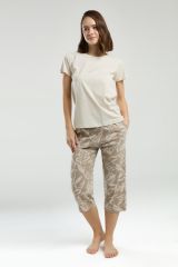 Arnetta 3301 Nature Lover Kadın Bisiklet Yaka Regular Kısa Kol Kapri Pijama Takım