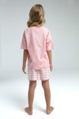 U.S. Polo Assn. 2073 Garson Kız Çocuk Bisiklet Yaka Kısa Kollu Çizgili Şort Pijama Takım