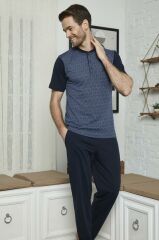 KLY 7613 Erkek Midi Yaka 3'lü Pijama Takımı