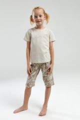 Arnetta 3301 Garson Nature Lover Kız Çocuk Bisiklet Yaka Kısa Kol Kapri Pijama Takım